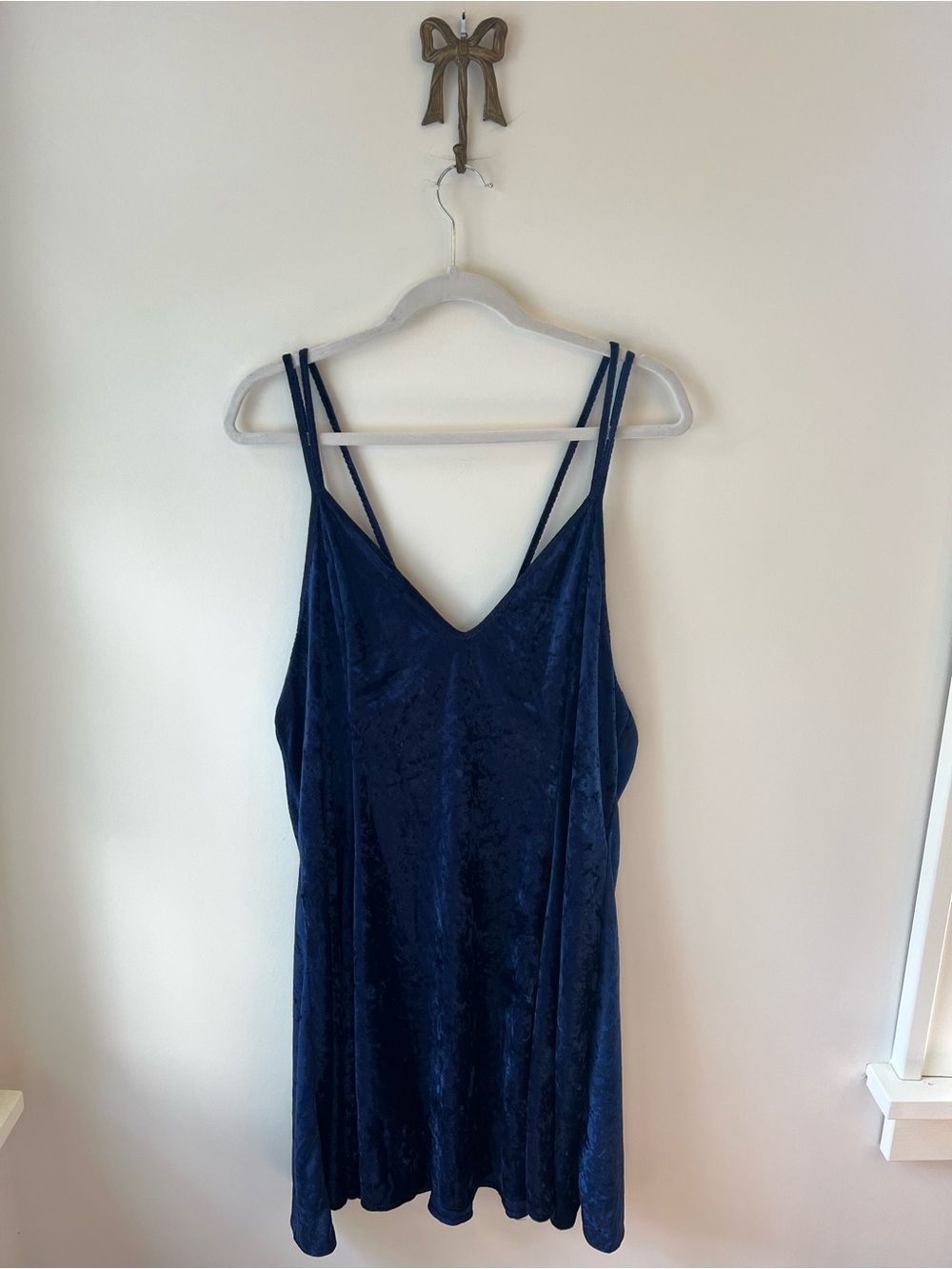 Vintage Petra Fashions Navy Blue Crushed Velvet Nightgown Slip Dress 2X